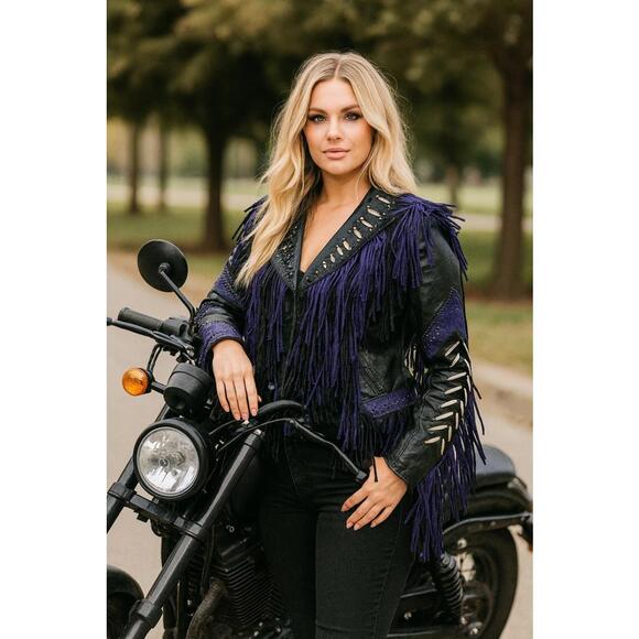 Halter Top With Matching Pro-Rider Leather Fringe Jacket...